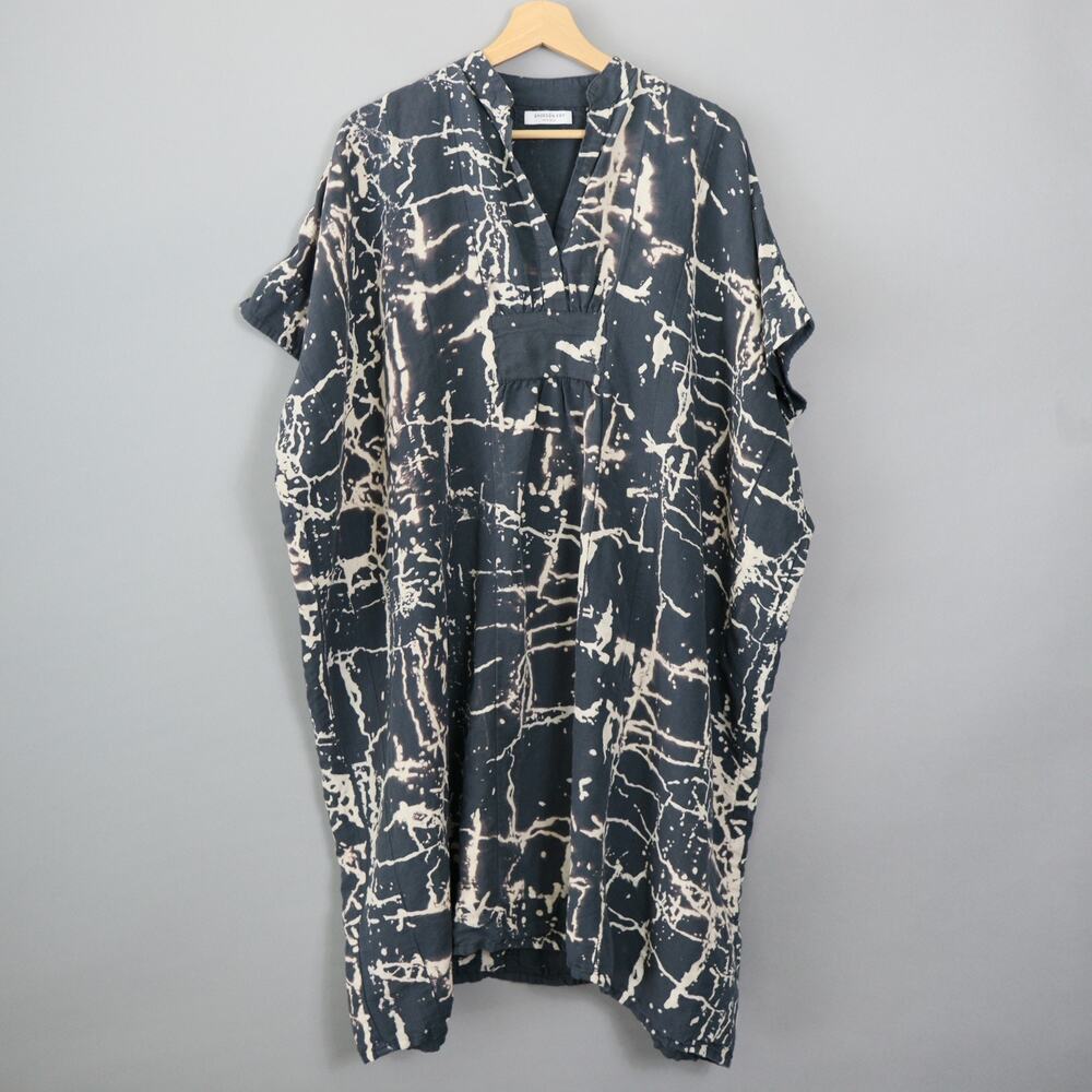 Emerson Fry Caftan One Size Navy Blue Linen Coverup Coastal Beach Organic